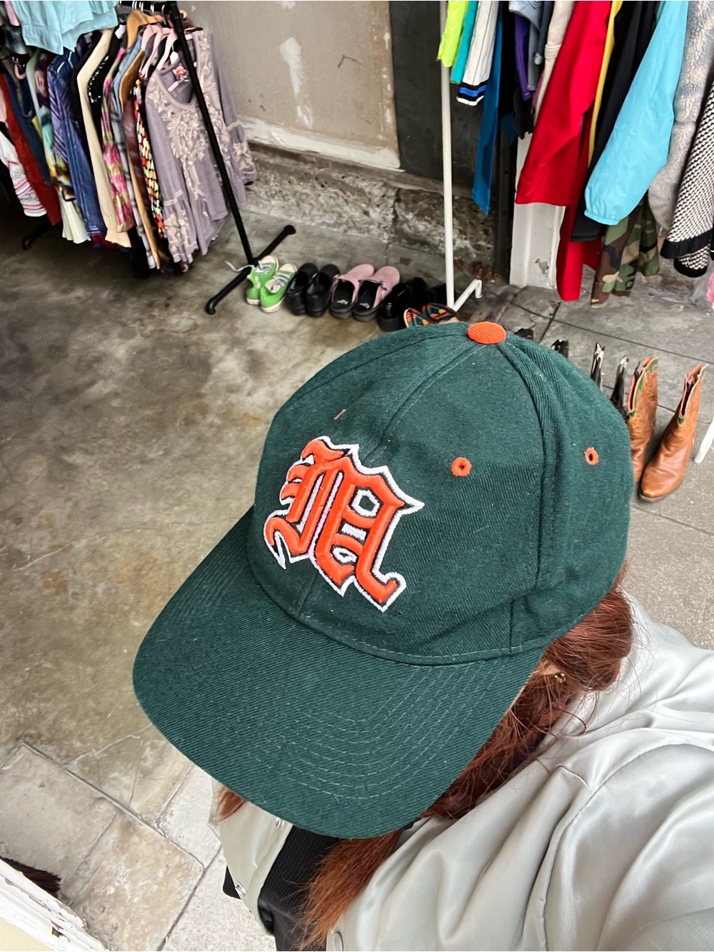 Dark Green Baseball Cap with U of Miami Orange Monogram
